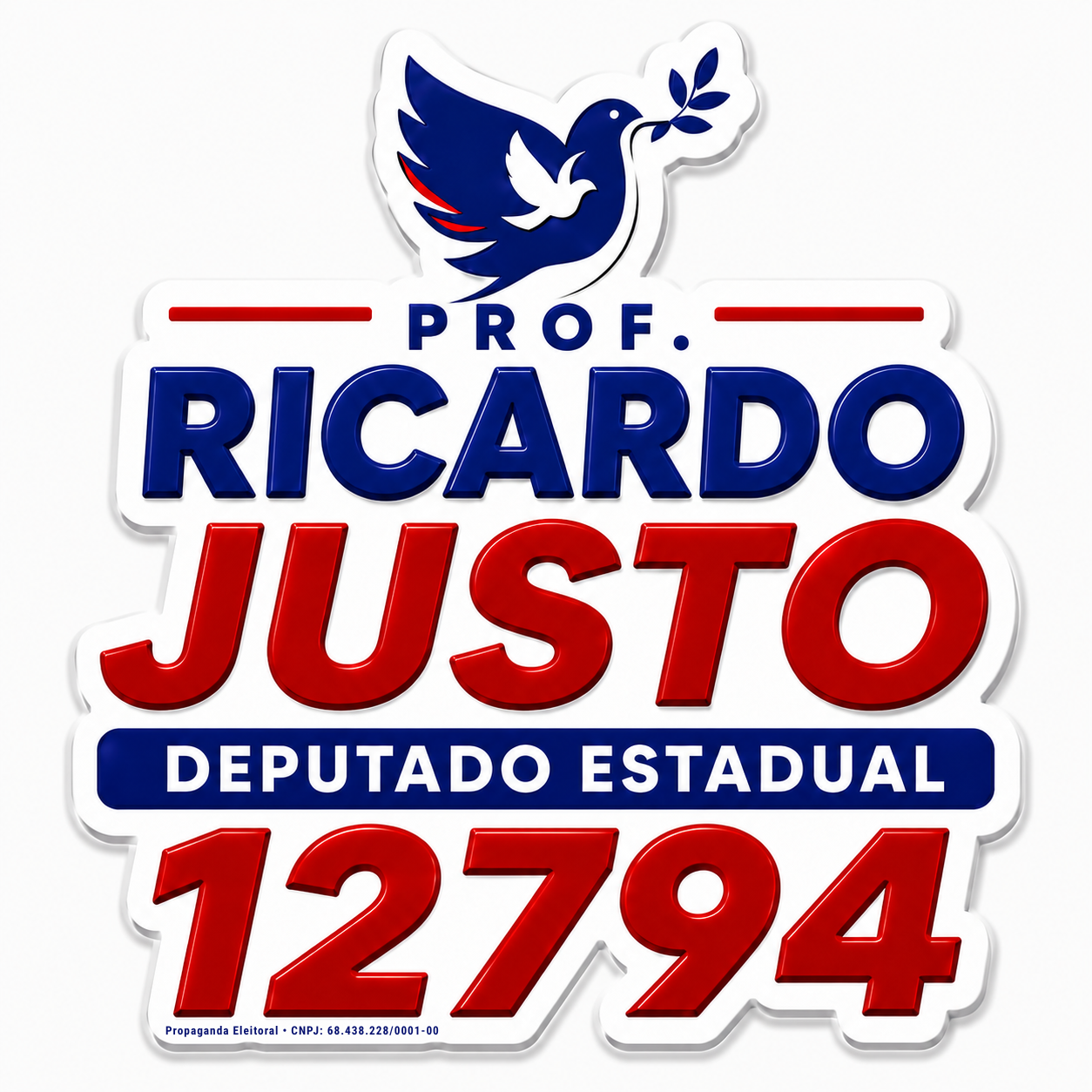 Prof. Ricardo Justo, deputado estadual, número 12794